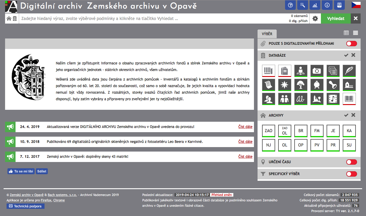 Digitální archiv Zemského archivu v Opavě