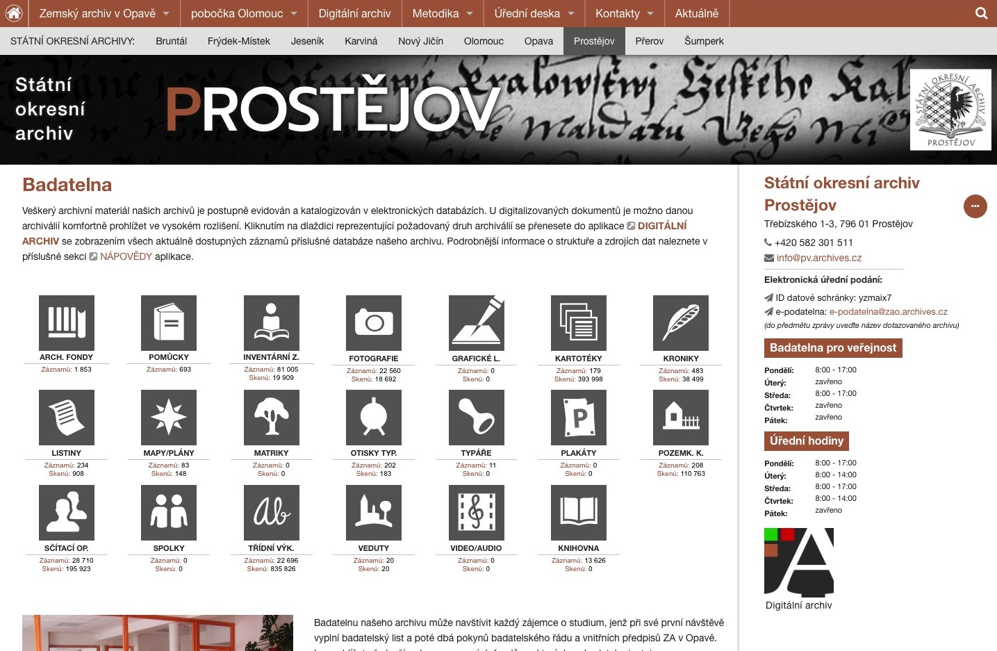 Sada searchlinků do databází SOkA Prostějov