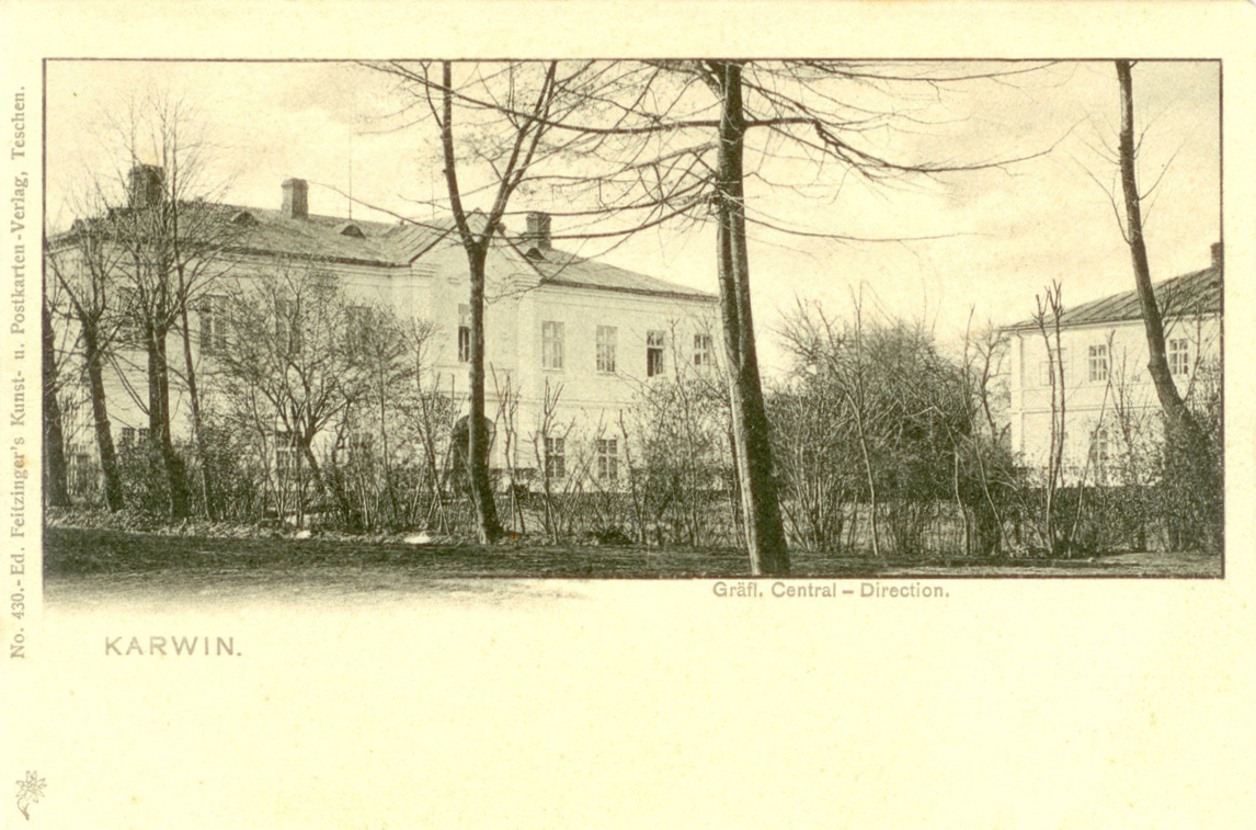 Starý zámek. (Černobílá pohlednice, vydavatelství Ed. Feitzinger’s Kunst- u. Postkarten Verlag, Těšín, počátek 20. století, Muzeum Těšínska, Český Těšín, H 34 758)