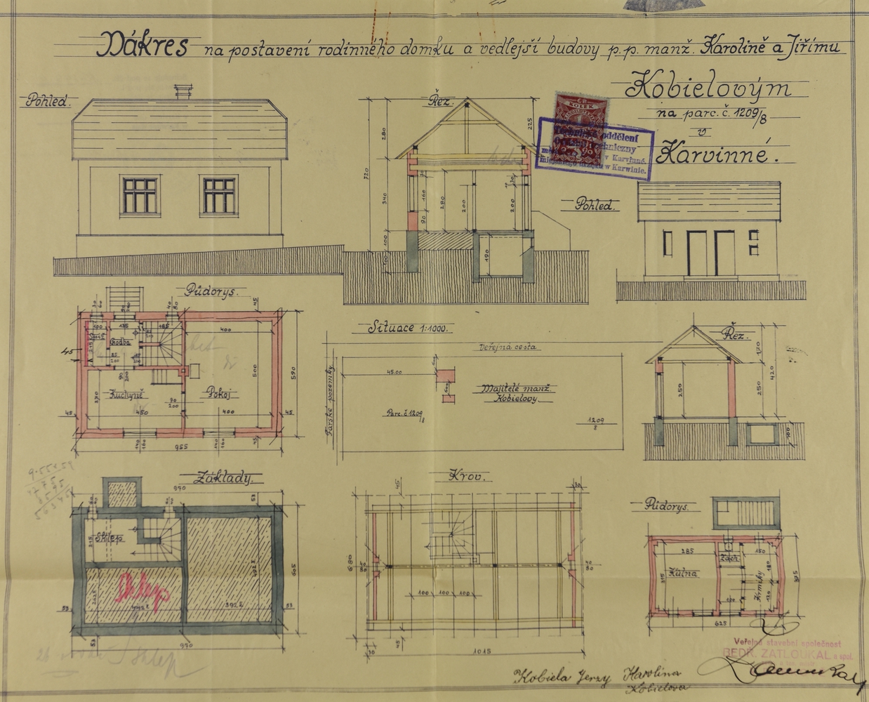 Stavební plán domu čp. 131 z roku 1933