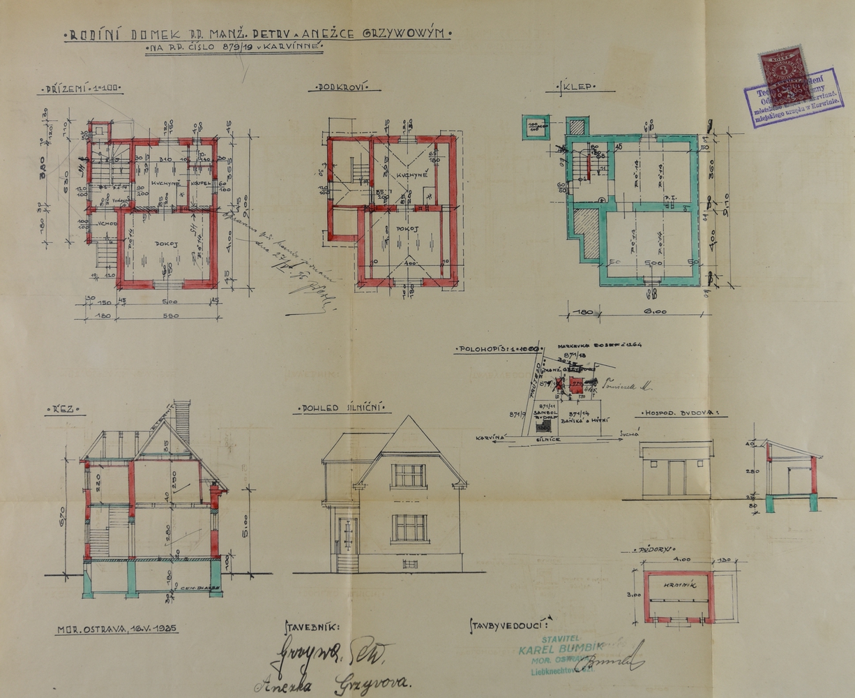 Stavební plán domu čp. 133 z roku 1935