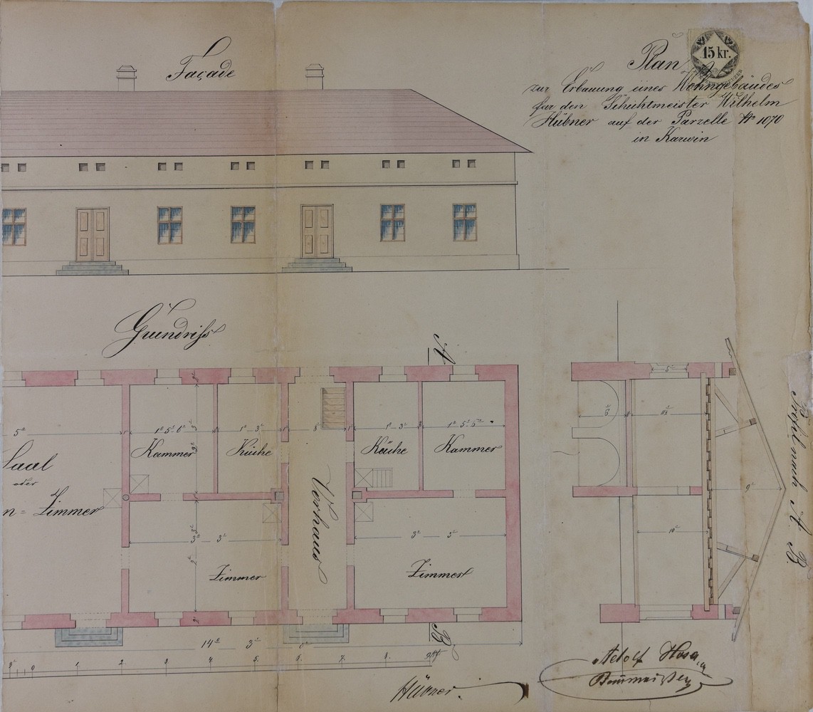 Část původního plánu hostince Josef Altmann (čp. 155 na parcele č. 1070) - majitel: Wilhelm Hübner