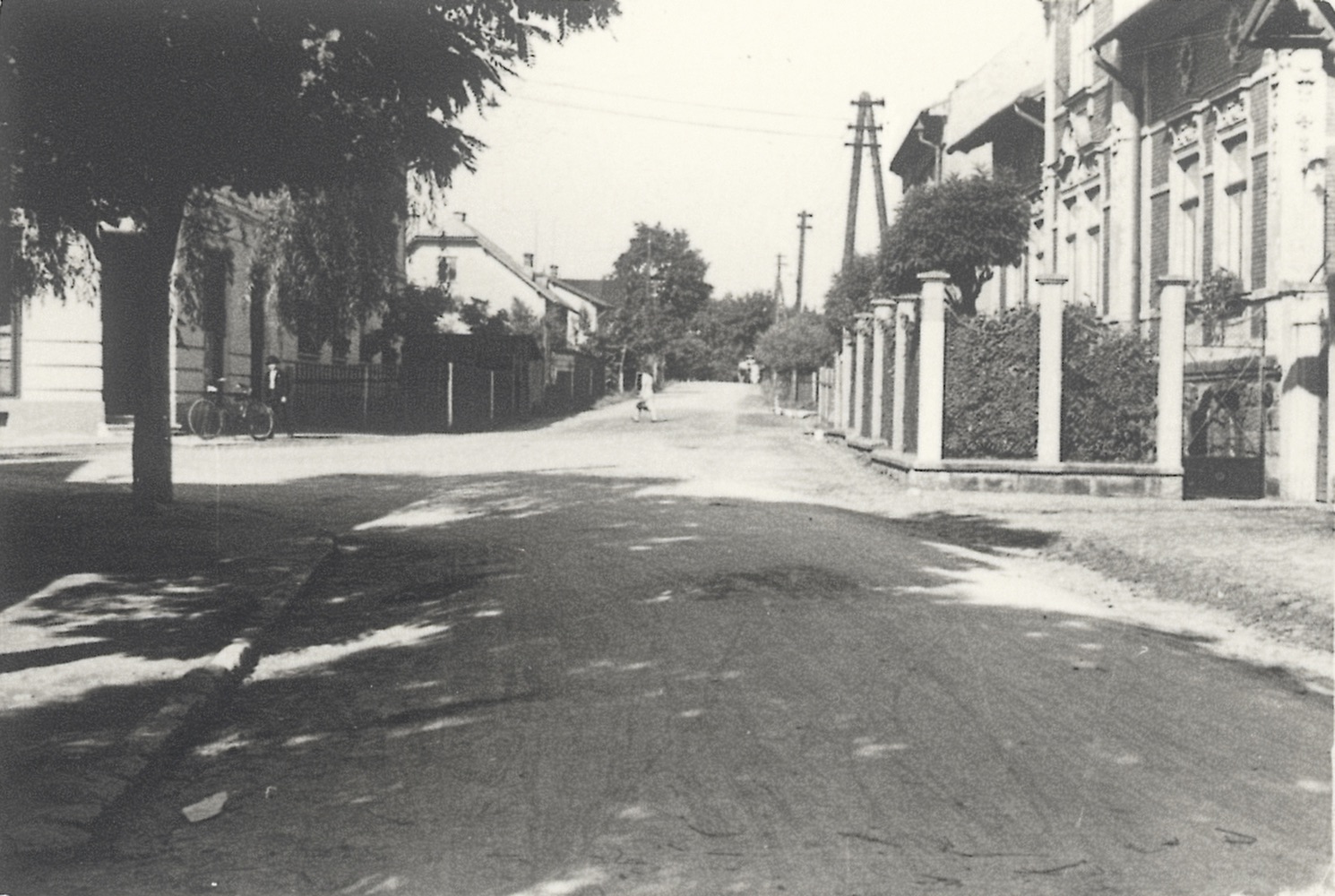 Křižovatka ulic Hoheneggerova (Cingrova) a Havlíčkova. Fotograf má za zády tzv. Molendovku. Objekty na snímku: levá strana - čp. 1610, 1660, 1232, 1176. Pravá strana - čp. 986 a čp. 1698. (Identifikace objektů: Petr Bindač)