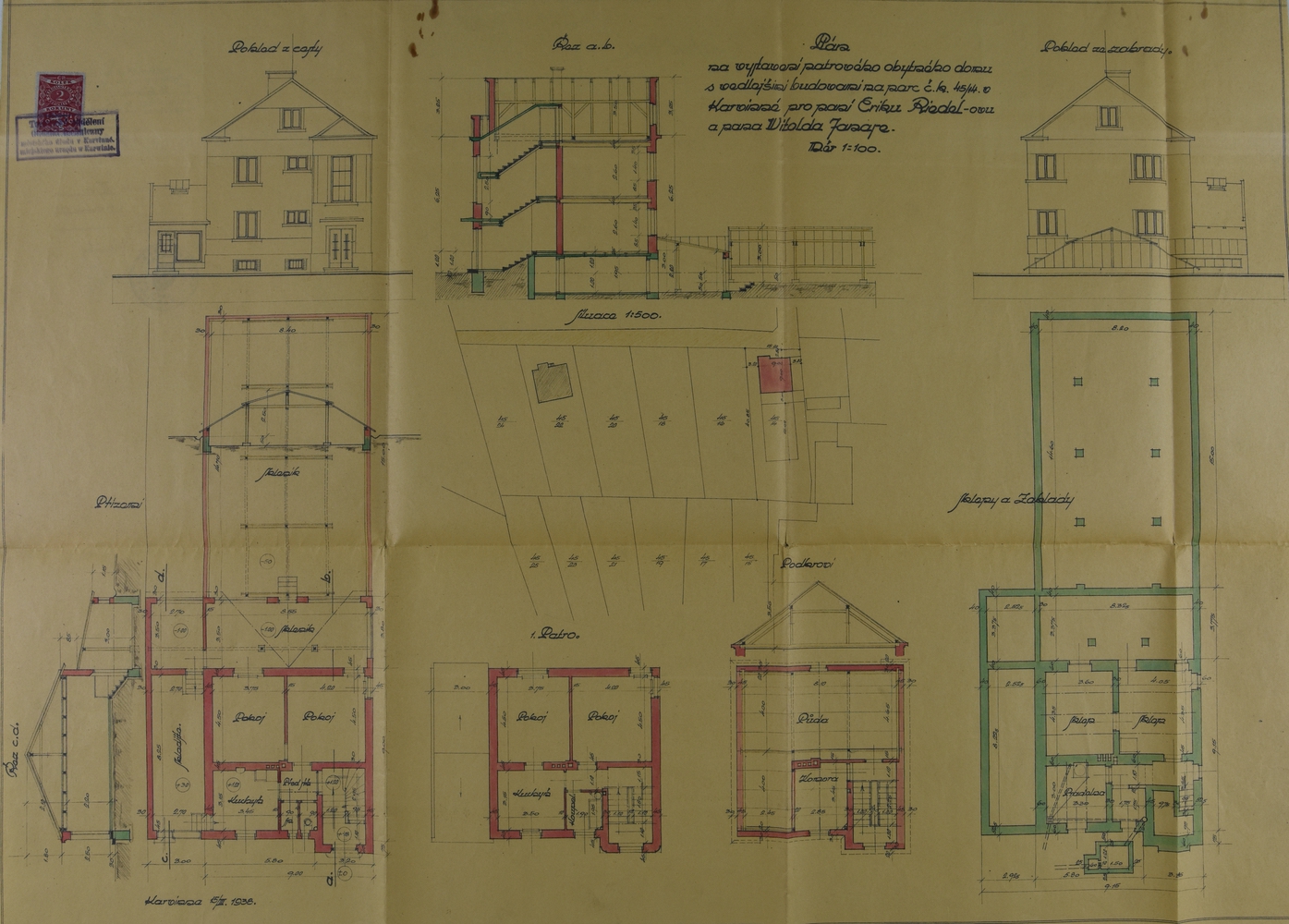 Stavební plán domu čp. 22 na parcele č. 45/14 z roku 1938