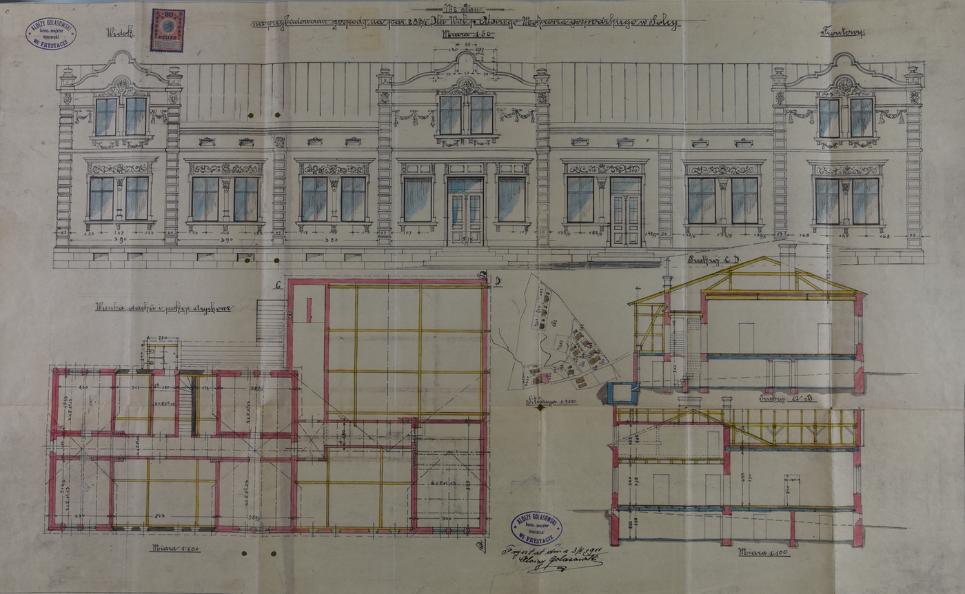 Stavební plán restaurace Mokrosz (čp. 331) z roku 1911