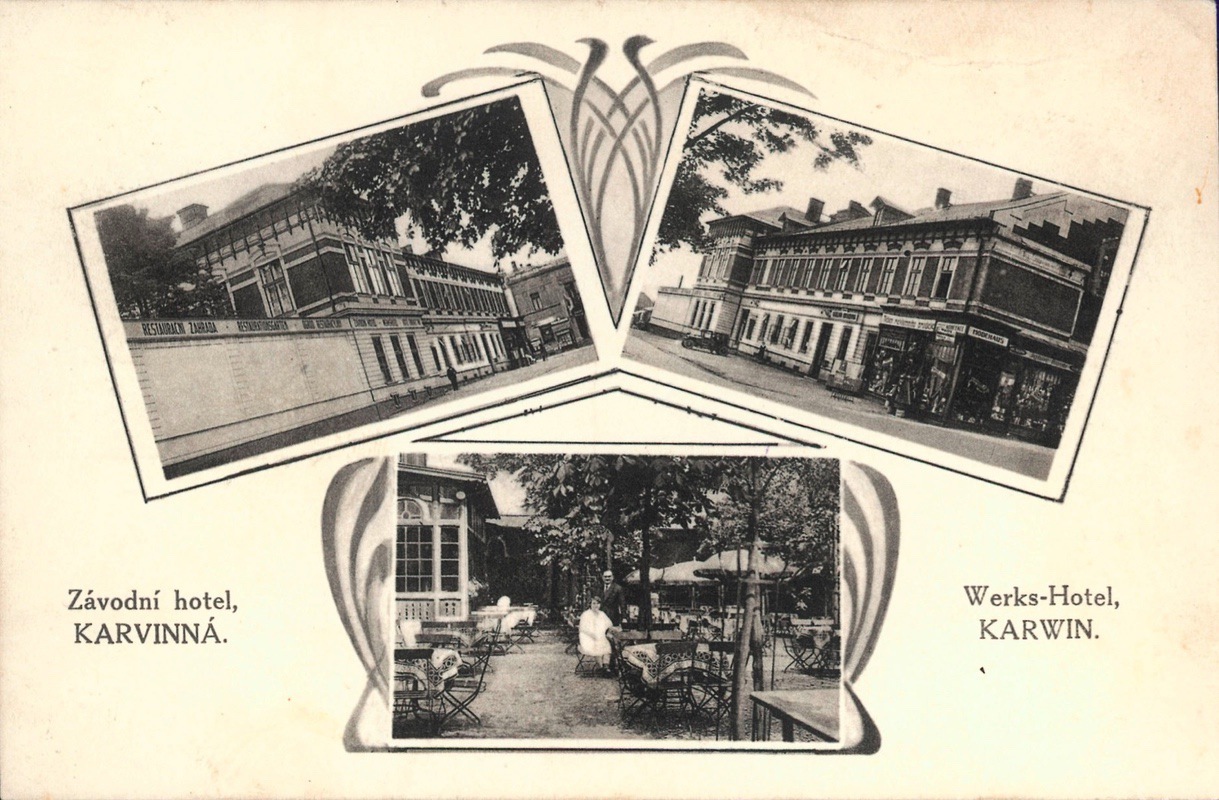 Závodní hotel na dobové pohlednici