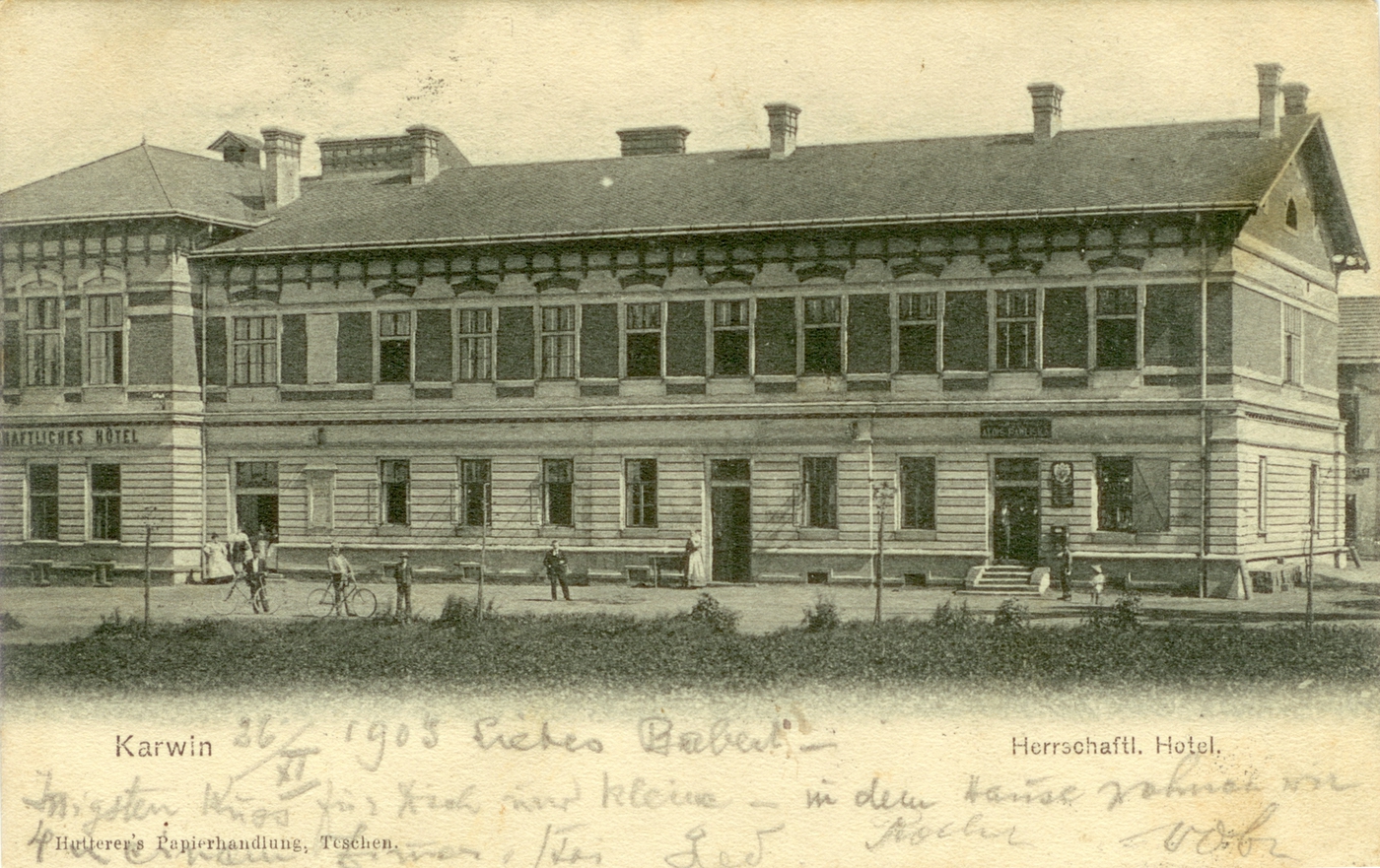 Závodní hotel na dobové pohlednici (1903)