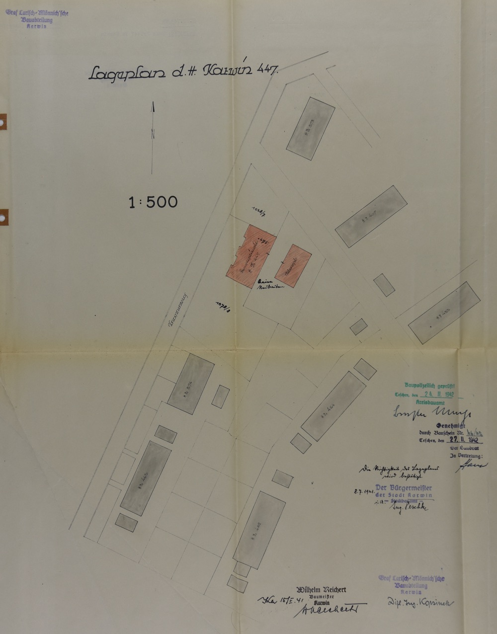 Situační plán domu čp. 447 z roku 1941