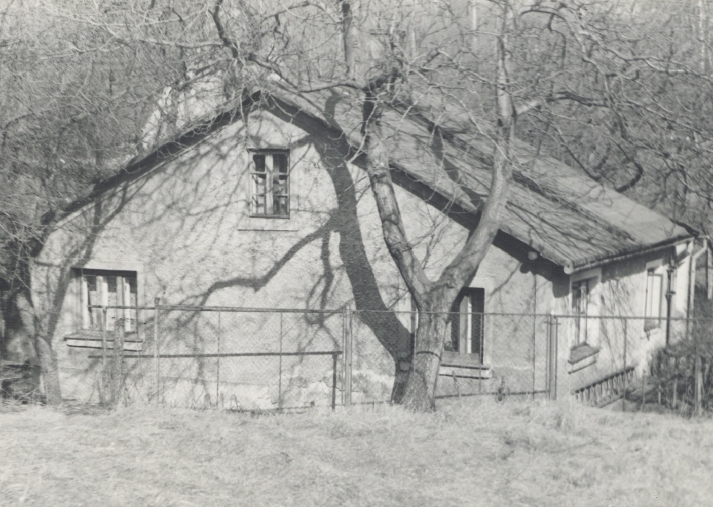 Dům čp. 46, který vznikl postupnými přestavbami (1952 a 1961) z původního stavu z roku 1840 (fotografováno v roce 1983)