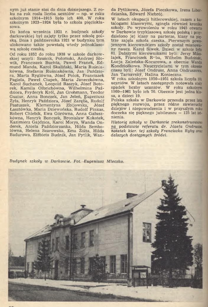 Článek Alfreda Kocura o historii školství v Darkově (Zdroj: Zwrot, r.28 = KLIK NA FOTOGRAFII...)