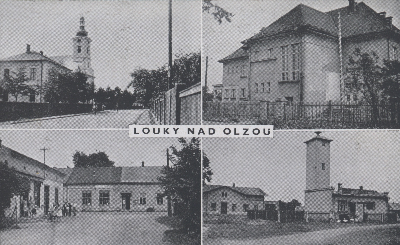 Budova Farního úřadu v Loukách čp. 29 na dobové pohlednici