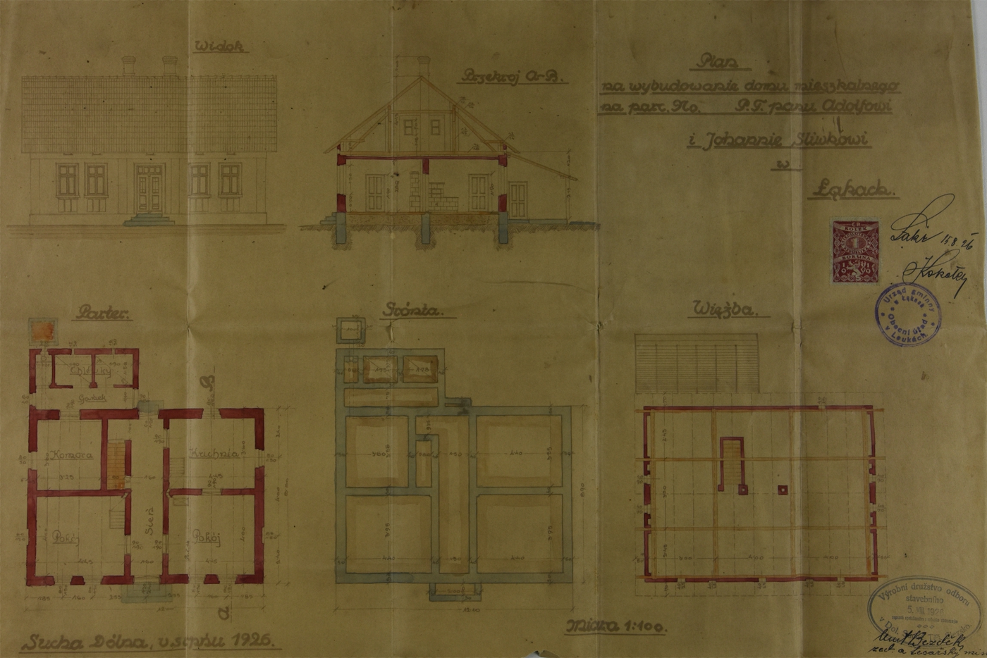 Stavební plán domu čp. 314 z roku 1926 (poslední obyvatelé: Siudovi)
