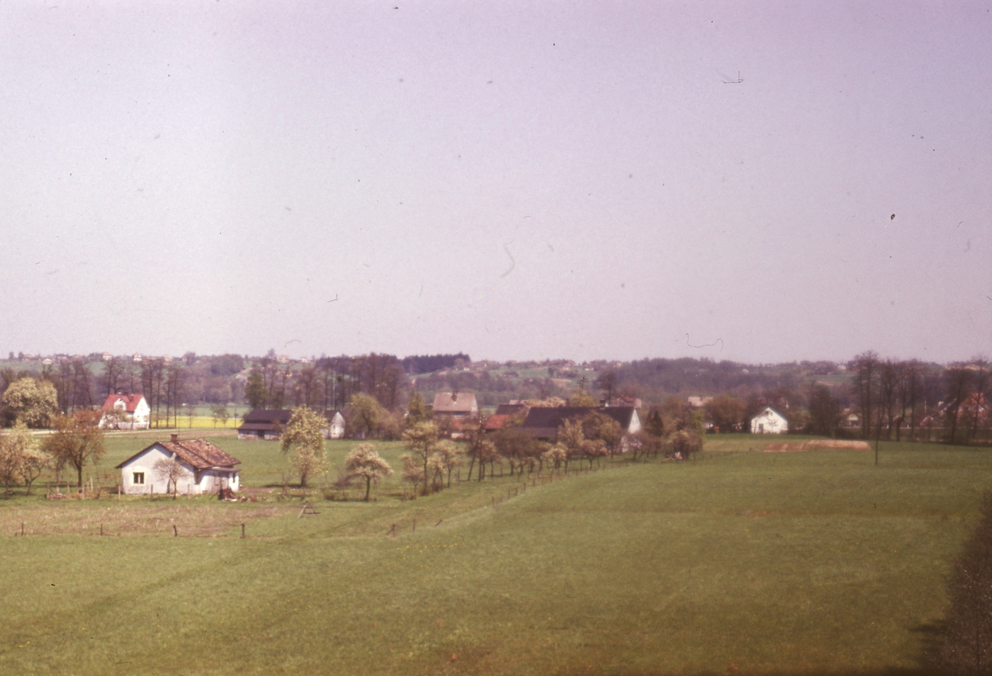 V popředí dům čp. 316 (poslední obyvatelé: Hanusovi), vlevo za ním dům s červenou střechou a vikýřem čp. 508, vpravo pak postupně podlouhlý dům s černou střechou čp. 92, dům čp. 500, podlouhlý dům s tmavou střechou čp. 145 a bílý štít domu čp. 305 (se svolením autora fotografie p. Bronislava Filipczyka, ze soukromé sbírky)