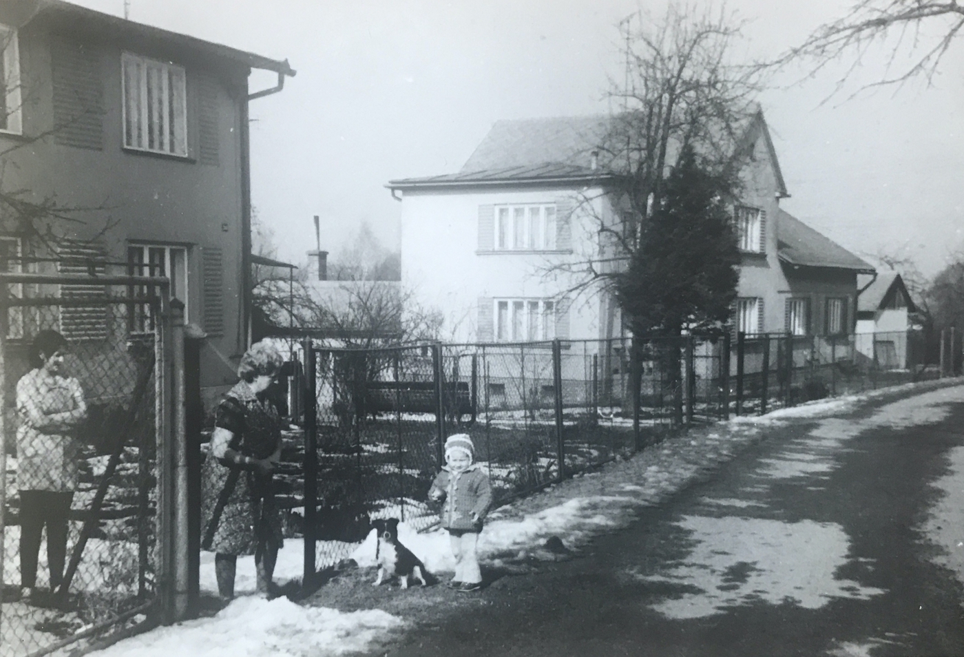 Zleva dům čp. 350 (poslední obyvatelé: Mončka V.), dům čp. 529 (poslední obyvatelé: Mikula A.) a dům čp. 144 (poslední obyvatelé: Owcarzy E., Siudová A.)