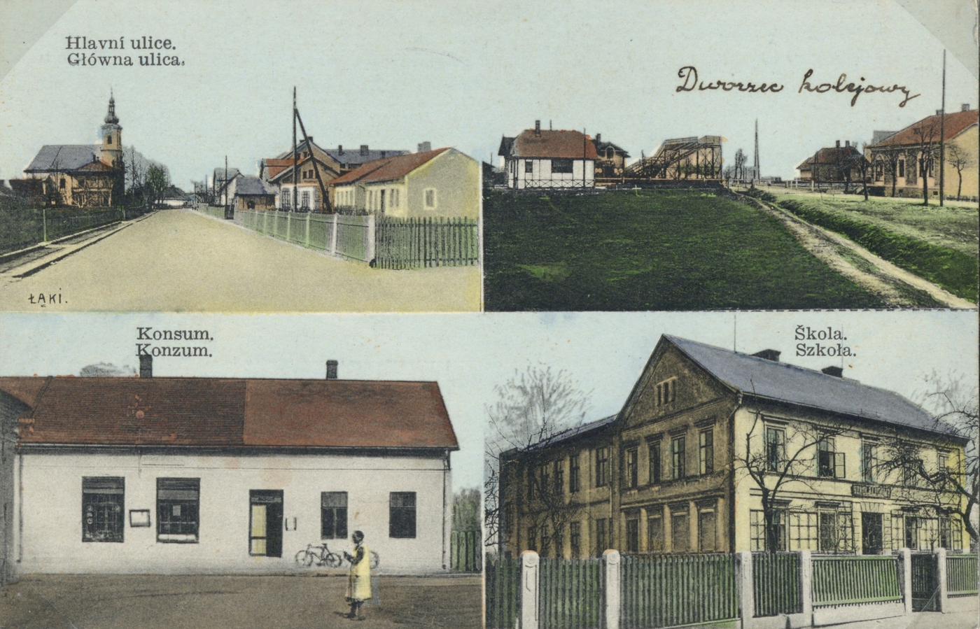 Kostel sv. Barbory v Loukách na dobové pohlednici