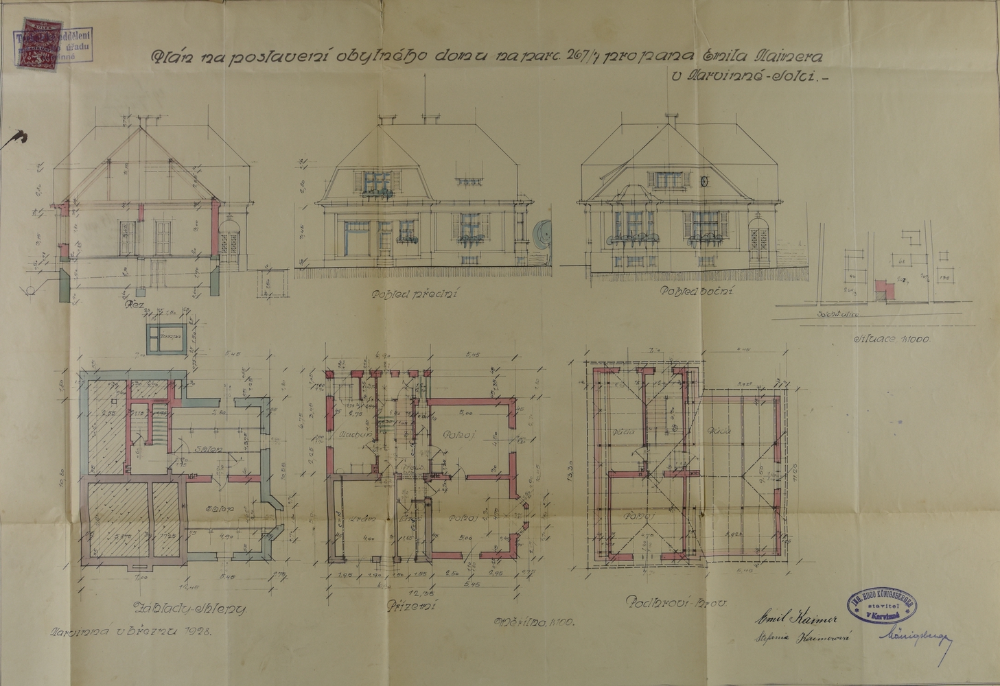 Stavební plán domu čp. 140 v Solci z roku 1928