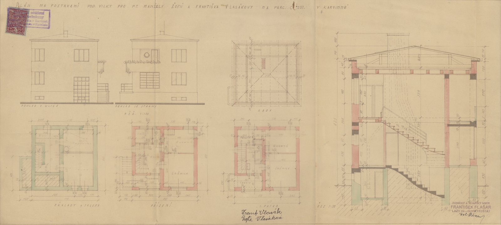 Stavební plán domu čp. 150 v Solci z roku 1934