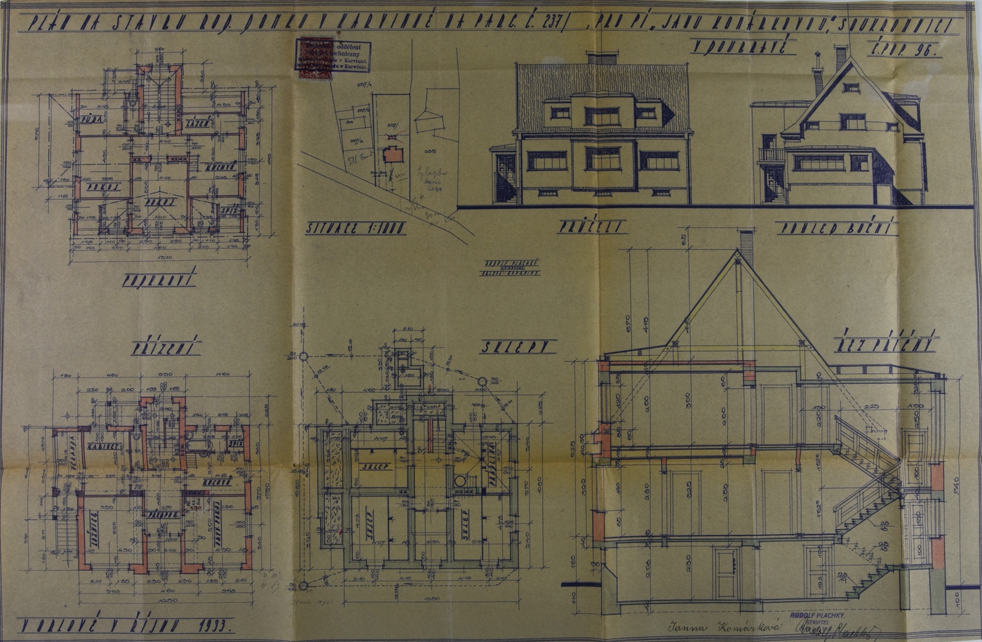 Stavební plán domu čp. 23 v Solci z roku 1933