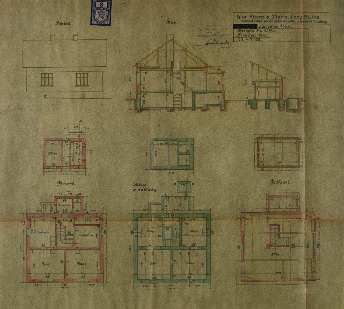 Stavební plán domu čp. 33 v Solci z roku 1947