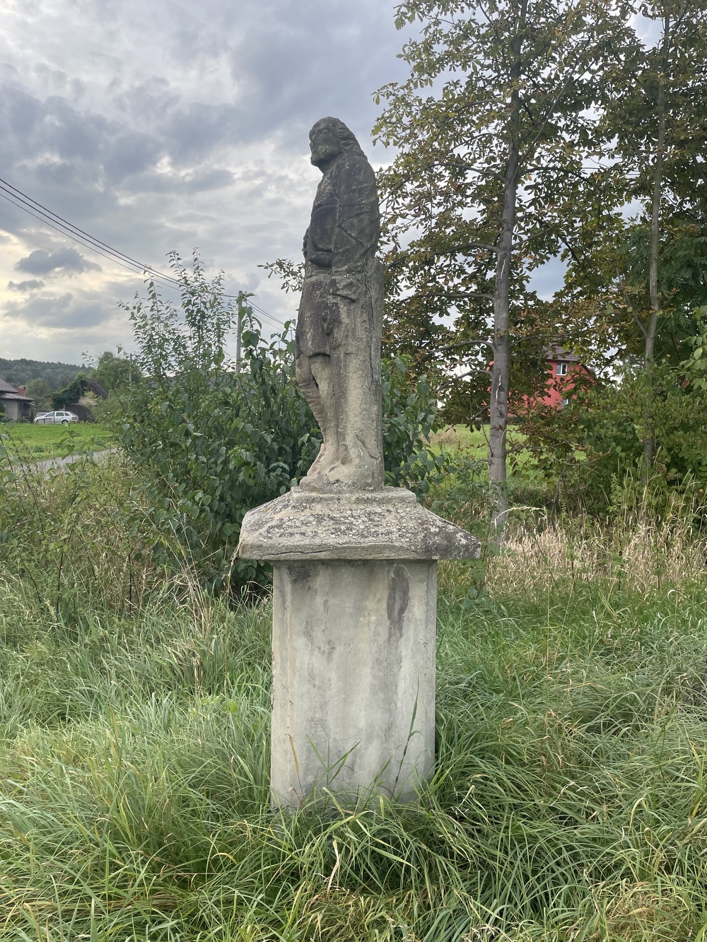 Socha svatého Isidora z roku 1863 v Petřvaldě, Na Zaryjích. (Fotografováno: 22.9.2023. Autor: Grafová Lenka)