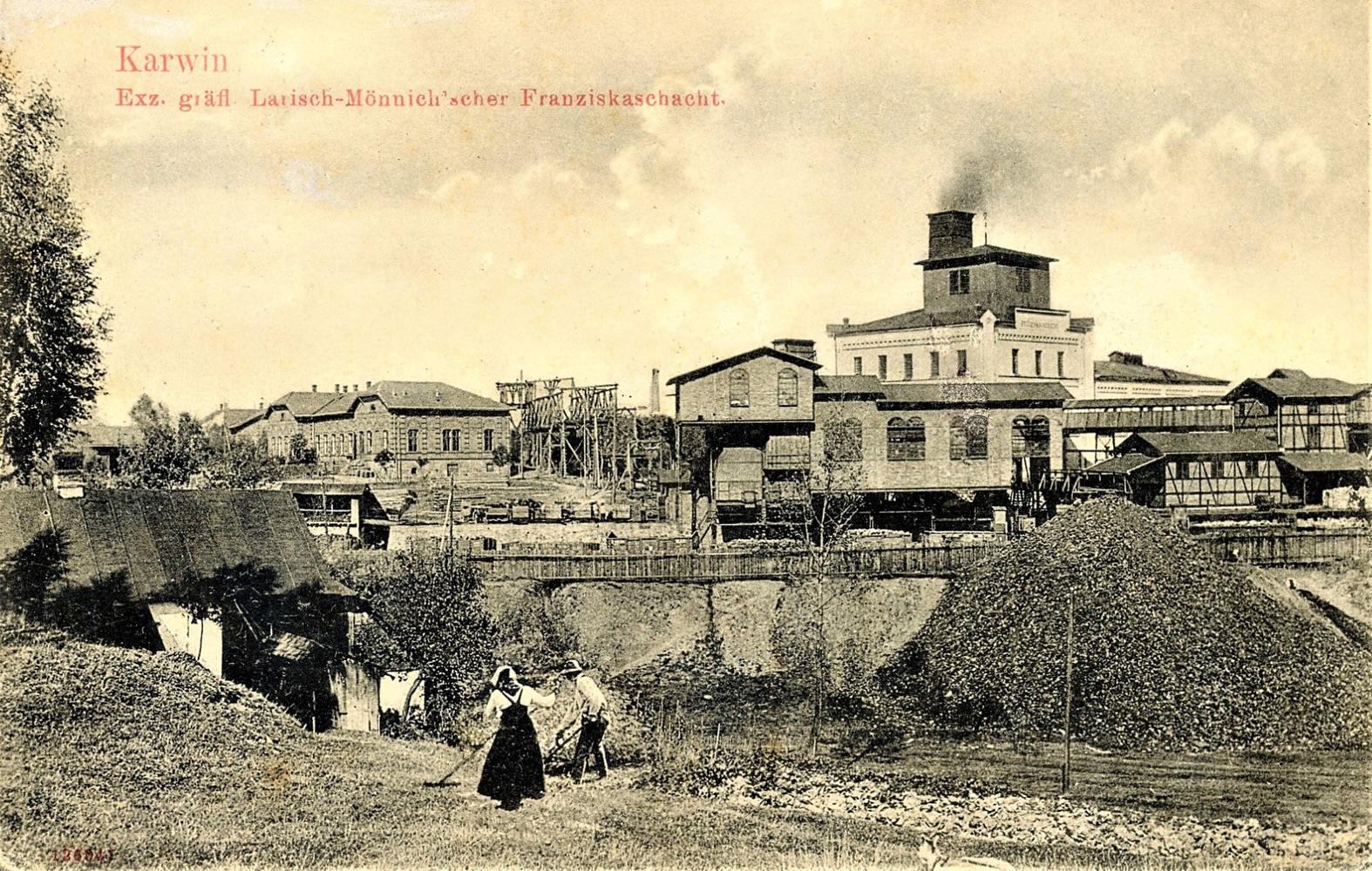 Jáma Františka na pohlednici z roku 1907 (Externí zdroj: mindat.org = KLIK NA OBRÁZEK)