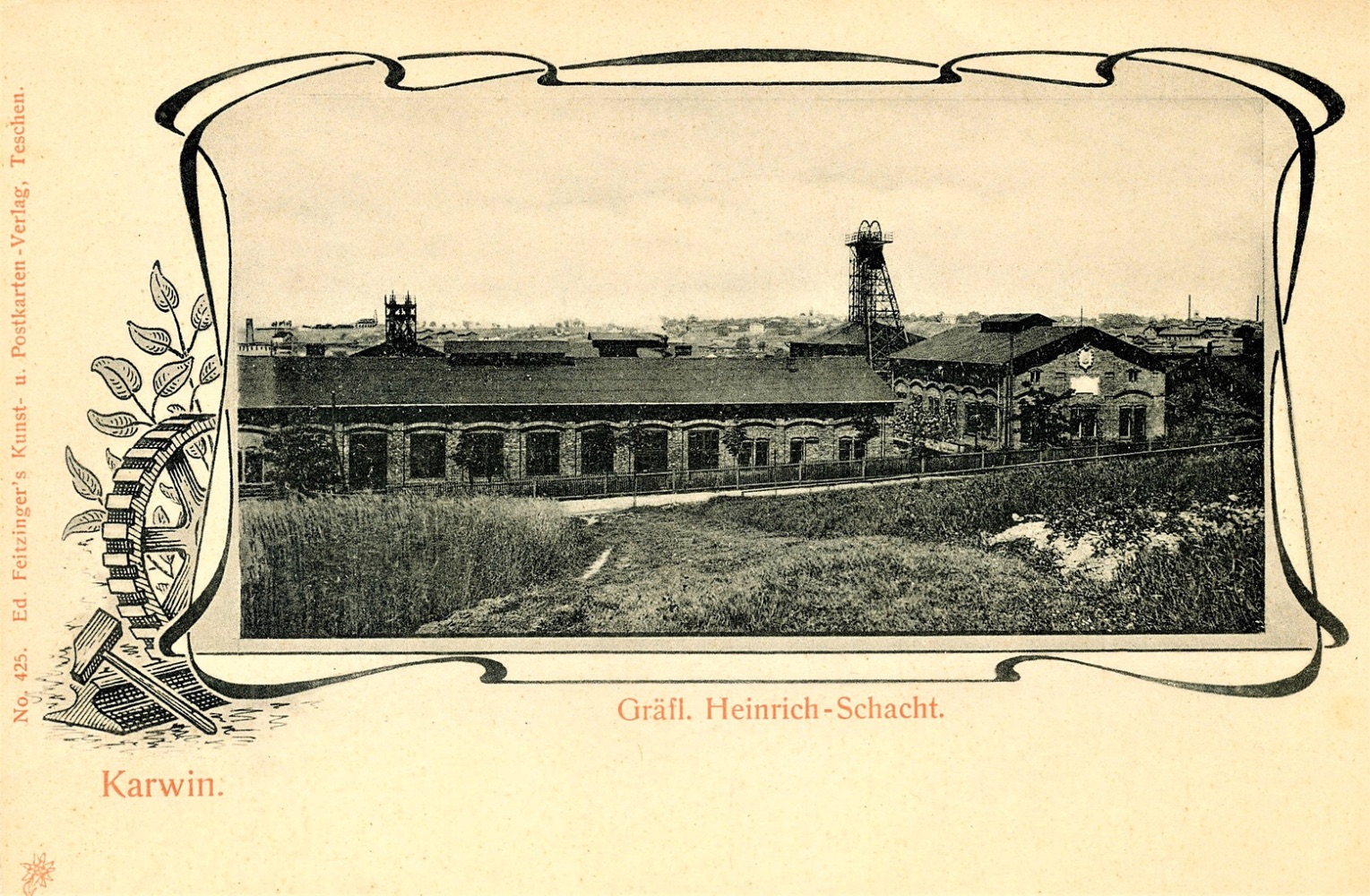 Důl Jindřich na dobové pohlednici z roku 1900 (Externí zdroj: mindat.org = KLIK NA OBRÁZEK)