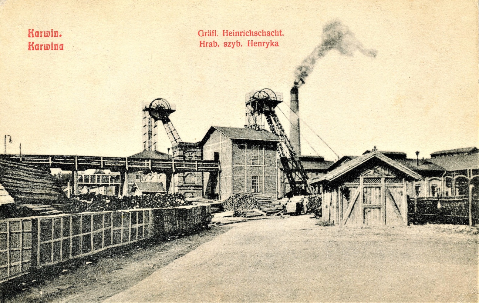 Důl Jindřich na dobové pohlednici z roku 1914 (Externí zdroj: mindat.org = KLIK NA OBRÁZEK)