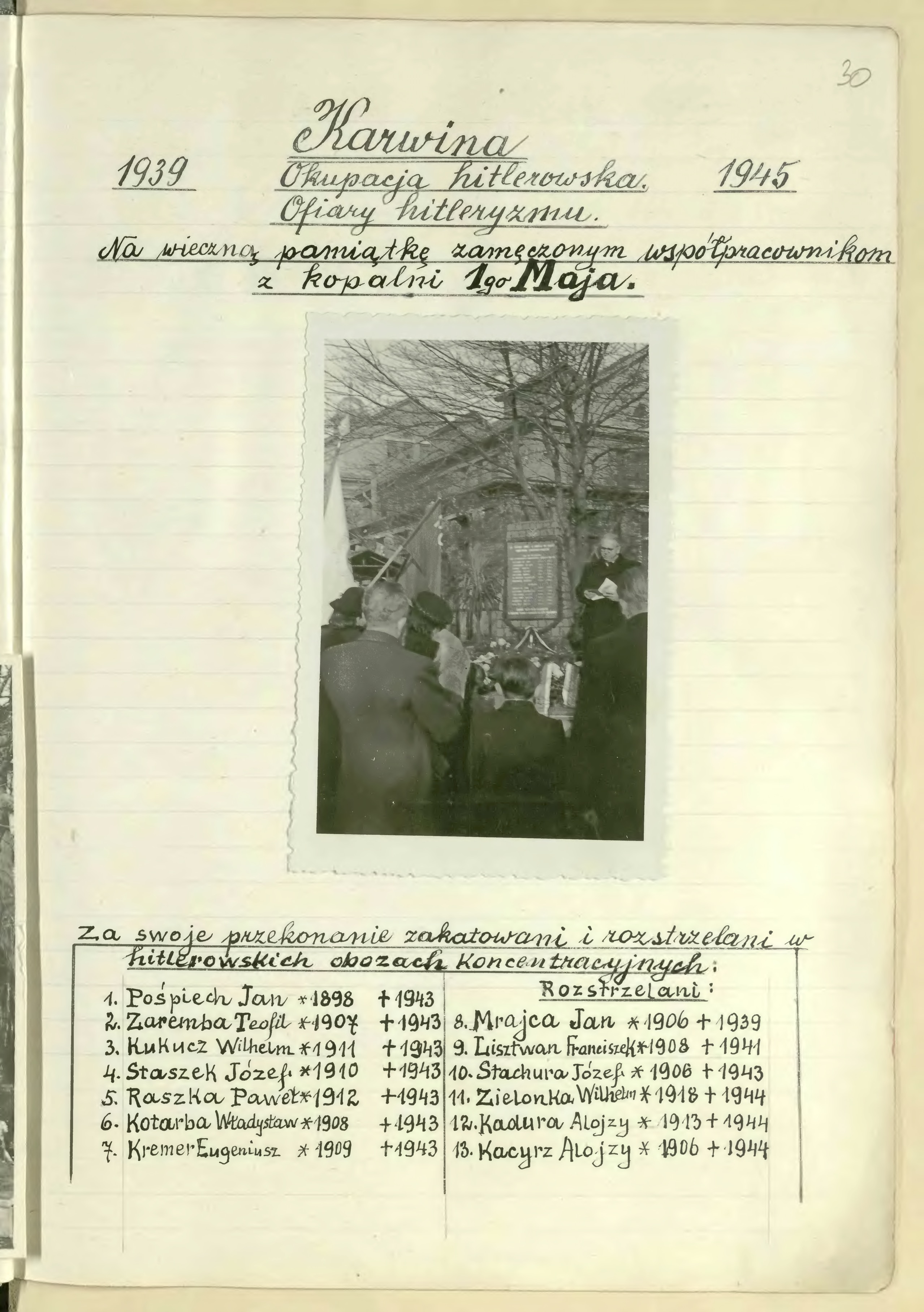 Dr. Józef Mazurek: Przyczynek do historii ruchu oporu 1939-1945 - Karwina-Kopalnie, str. 55 (Zdroj: Śląska Biblioteka Cyfrowa. Odkaz = KLIK na obrázek)
