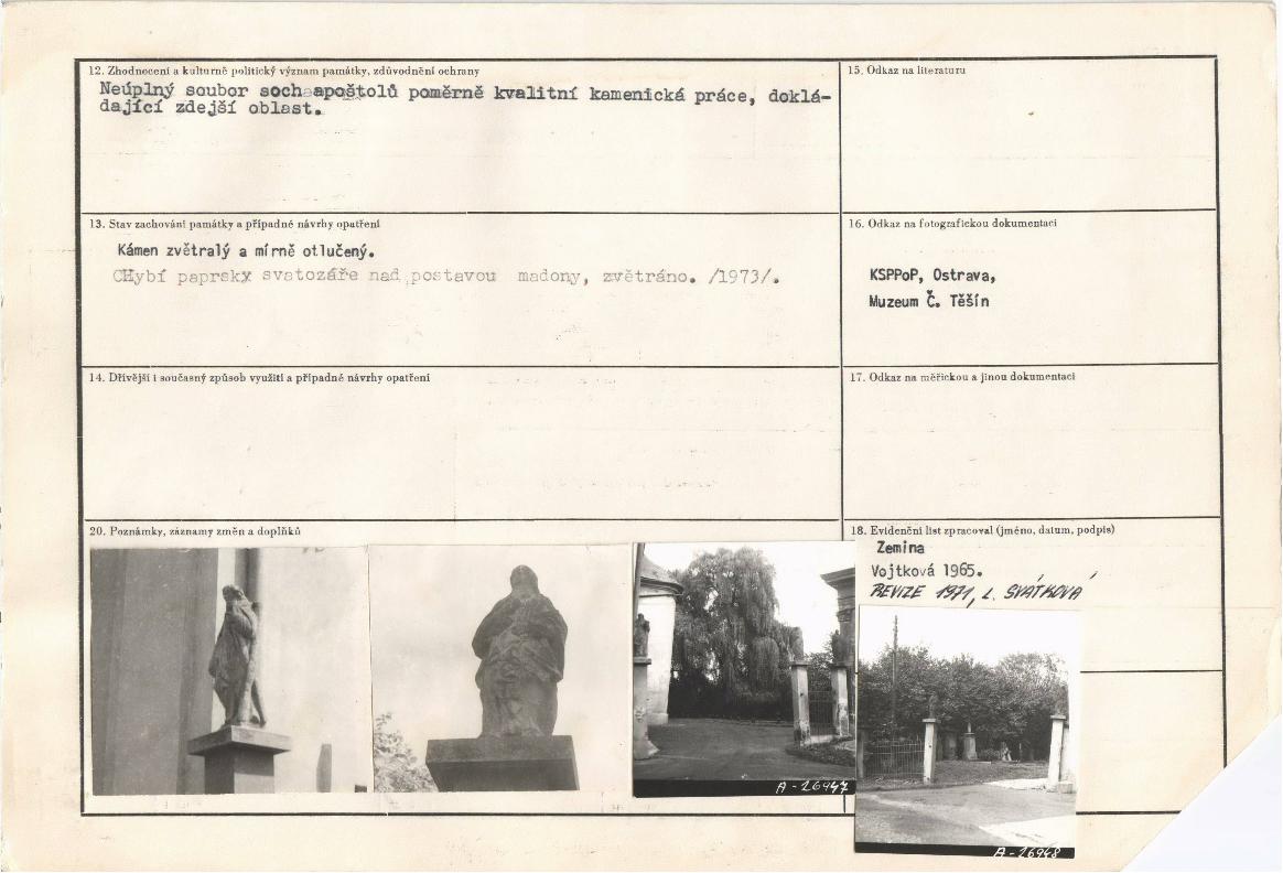 Evidenční list nemovité kulturní památky (Národní památkový ústav)